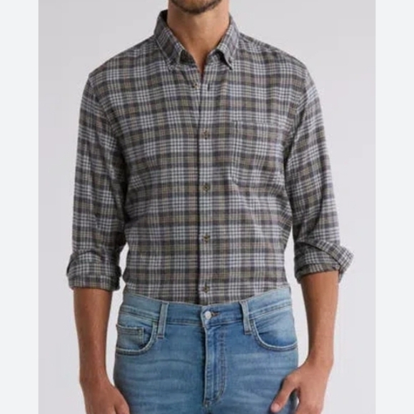 14th & Union Trim Fit Stretch Grindle Black & Gray Beck Plaid Shirt Sz 2XL NEW - Picture 1 of 10